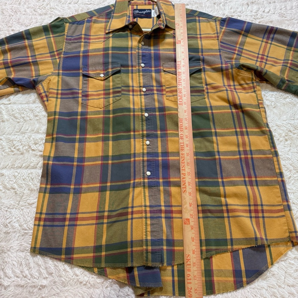 Vintage Wrangler Pearl Snap Western Shirt | Plaid Short Sleeve | Men’s XL - Picture 4 of 5